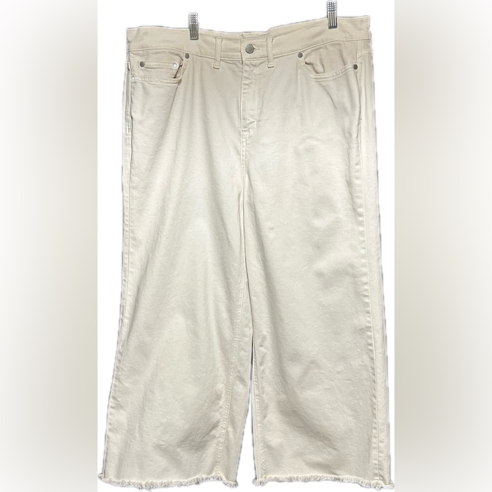 Encore by Idina Menzel Petite Wide Leg Off White Cropped Jeans